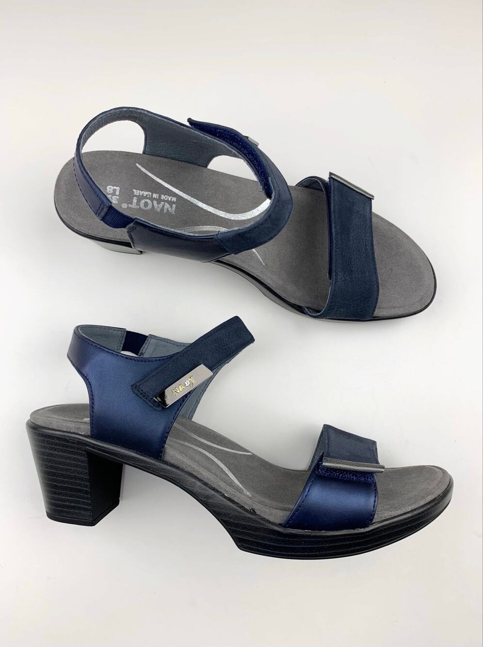 Naot Intact Sandals Blue Leather Heels Adjustable Comfort Women's 39 US 8